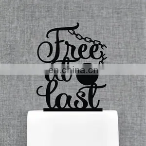 Free At Last Divorce Acrylic Cake Topper Custom Divorce Cake Topper thumbnail-1