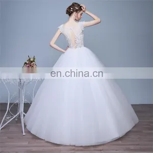 HS1604 Vintage Lace Applique Sheer Wedding Dresses 2017 Elegant Court Train Ruched Tulle Plus Size Bridal Gowns Custom Made thumbnail-5
