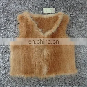 Knitted Fur Vest Waistcoat Women Nutria Fur Mini Vest thumbnail-1