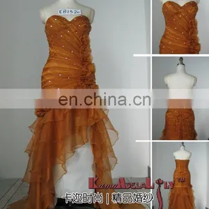EB1320 Hand Made Flower Orange Asymmetrical Dress thumbnail-1
