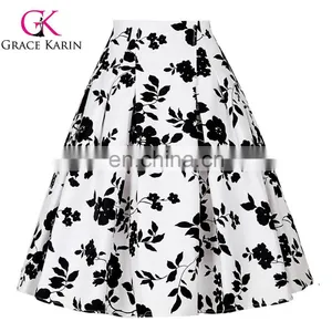 Grace Karin Occident Vintage Retro 50s Floral Pattern Cotton Skirt CL008925-9 thumbnail-1