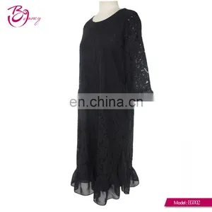 2017 Latest Korea Style Black Color Elegant Lace Three Quarter Sleeve Party Dress Evening Wear thumbnail-4