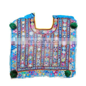 IIndian Vintage Handmade Neck Yoke Thread With Mirror ,Embroidery Work Applique Patch Sewing Craft.Big Vintage Banjara Neck Yoke thumbnail-1