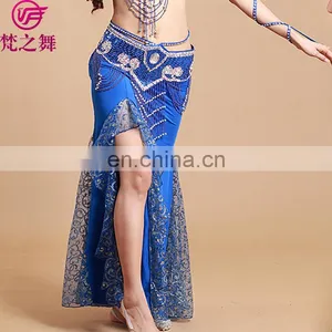 Q-6036# High Lace and Milk Silk Long Sexy Belly Dance Dress for Sale thumbnail-3