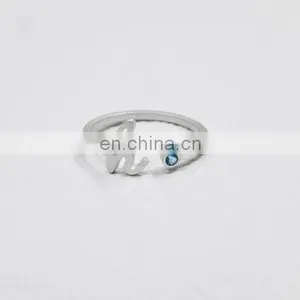 Fashion Wholesale Cute Gold/silver Plated Initial Alphabet Letter Rings With Stones thumbnail-2