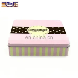 Middle Square Cookie Glossy Varnish Shinny Tin Box thumbnail-1
