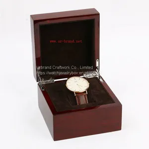 Top Sell Dark Red Wooden Paper Watch Box Luxury Glossy Painted Wooden Men Watch Gift Box With the Factory Price thumbnail-2