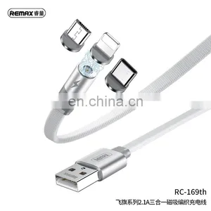 Remax Flag Series RC-169th 1M 360 Degree Charger Usb Type-C Braided 3 In 1 Magnetic Charging Cable for Iphone thumbnail-4