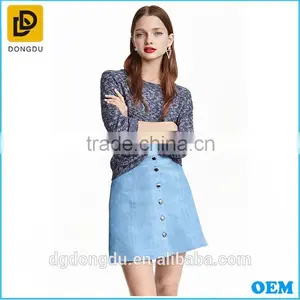 Light Blue Suede Velvet Mini Skirts for Young Girls thumbnail-1