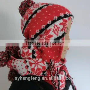 2015 Women Fashion Two-pieces Knitted Hat and Scarf thumbnail-5