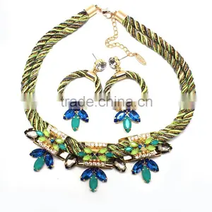 Latest Design Popular Fashion African Beads Jewelry Set Handmade Indian Jewelry Necklace and Earring Bracelet Set thumbnail-1