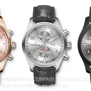 Stainless Steel Fashion Wrist Watch Man Quartz Watches Multi-function Genuine Leather Watch thumbnail-5