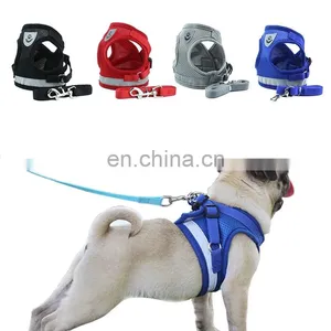 Dog Harness With Leash Summer Pet Adjustable Reflective Vest Walking Lead for Puppy Polyester Mesh Harness thumbnail-1
