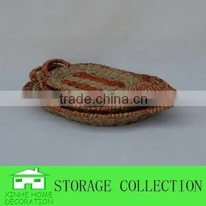 Set of 4 Wholesale Seagrass Woven Tray Food Serving Tray thumbnail-2