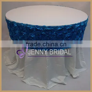 TR003G Luxury Satin Rosette Round Table Skirting Designs for Wedding thumbnail-6