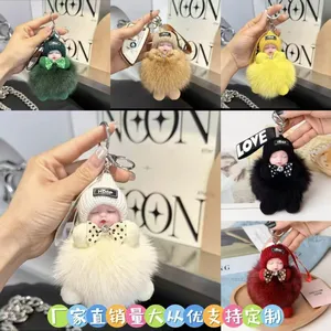 Sleeping Baby Fur Pom Pom Keychain thumbnail-1