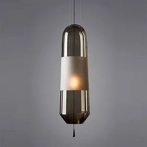 Capsule Glass Pendant – Frosted Band, Amber/Grey/Clear, G9 5W thumbnail-4