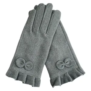 Ladies Winter Touch Screen Gloves Bow Decoration Ruffle Cuff Soft Thermal Driving Daily Hand in Stock Gloves thumbnail-4