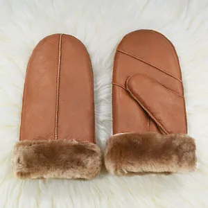 Leather Mitten Gloves Custom Logo Winter Warm Outdoor Gloves thumbnail-3