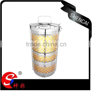 Guangdong Stainless Steel Tiffin Lunch Box/ 4 Layers Thermal Metal Food Carrier/ Hand Pot thumbnail-5