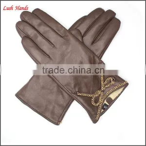 Popular Simple Style Brown Leather Gloves for Women thumbnail-4