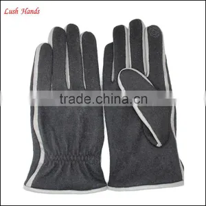 High Quality Winter Black Woolen White Decoration Gloves For Man With Touch Screen thumbnail-1