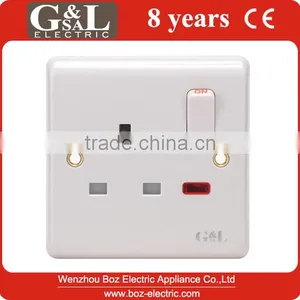 1 Gang Wall Socket With Neon/13A Switched Socket With Light Hot Sale Wall Switch, British Standard thumbnail-1