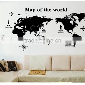 ALFOREVER Black Pvc Removable Wallmap Wall Sticker,wallmap Wall Decals thumbnail-4