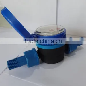 DN15 Single Jet Water Meter With Fitting Plastic Adapters and Nuts thumbnail-1