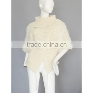 QD80282 2015 Women Design Good Quality Casual Sweater Knitted Rabbit Fur Vest thumbnail-1