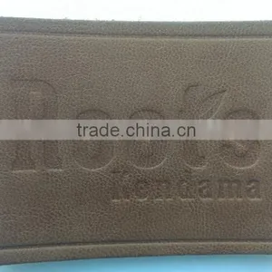 Good Quality Brown Color Custom Embossed Leather Label thumbnail-1