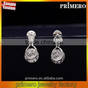 18K White Gold Filled Hot Cubic Zircon Women Earrings Dangler Bali Jewelry thumbnail-1