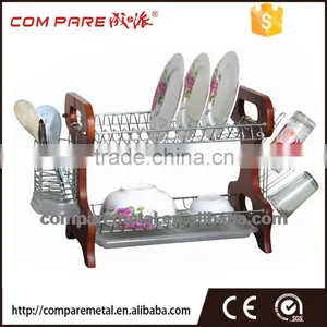 2 Tiers Stainless Steel Dish Organizer Rack thumbnail-1
