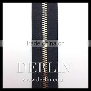 Shiny Gold High Quality Polished Open-end Corn Teeth Symmetric Metal Zipper thumbnail-3