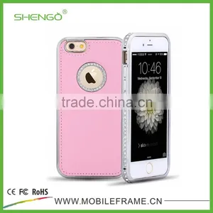 New Design Metal Phone Case With Back Leather thumbnail-3