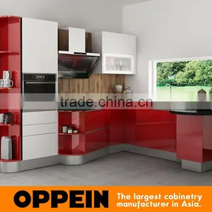 Kenya Exhibition Red Lacquer Cupboard MDF Wooden Kitchen Cabinet thumbnail-3