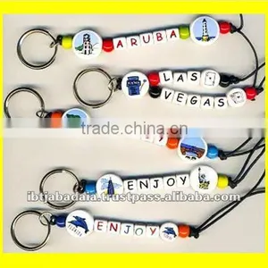 City Name Keychain, Country Name Keychain, New York City Beaded Keychain, Florida Beaded Keychain, Las Vegas Beaded Keychain thumbnail-1