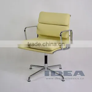 Replica Charles Low Back Soft Pad Meeting Chair - Cream White Color Genuine Leather thumbnail-3