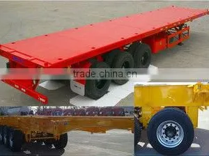 Competitive Price 40-60ton 3 Axle Extendable Low Bed Trailer / Low Flatbed Truck Semi Trailer / Low Boy Truck Semitrailer thumbnail-1