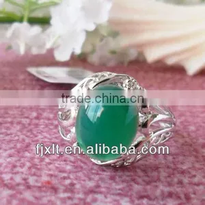 New Arrival Fashion Design 925 Sterling Silver Large Chalcedony Ring thumbnail-1