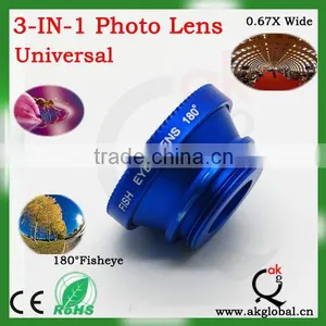 Wholesale Wide Angle&fisheye&Micro Clip 3 in 1 Lens for Samsung s4 Mobile Phone thumbnail-2