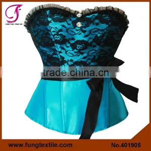 401901 Woman Satin Sexy Lace Wedding Shaper White Bridal Corset With Belt thumbnail-5