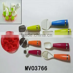 7pcs Plastic Handle Kitchen Tools With Stand thumbnail-1