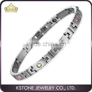 KSTONE Women 316L Stainless Steel Square Color Rhinestone Magnetic Bracelet thumbnail-1