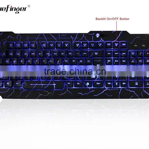USB Wired Blue LED Backlit Computer Keyboard With Cool Crack Parttern thumbnail-1