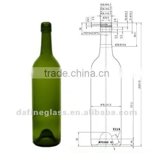 750ml High Quality and Distinctive Green Color Wine Glass Bottles Olive Oil Bottles thumbnail-1