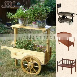 Old Time Antique Handmade Garden Wooden Cart Planter thumbnail-1