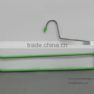The HEAD 2 Open Tier Non-slip Pant Hanger With Black/green/red Rubber Paint Printed , Trouser Hanger,made in China thumbnail-2