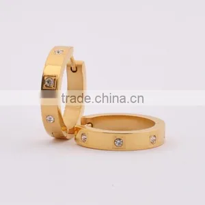 Stainless Steel Gold Earrings Designs For Girls(BE10657) thumbnail-1