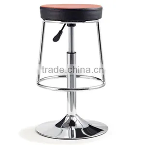 2015 Leather Red Kitchen Bar Chairs With Round Seat and Footrest thumbnail-1